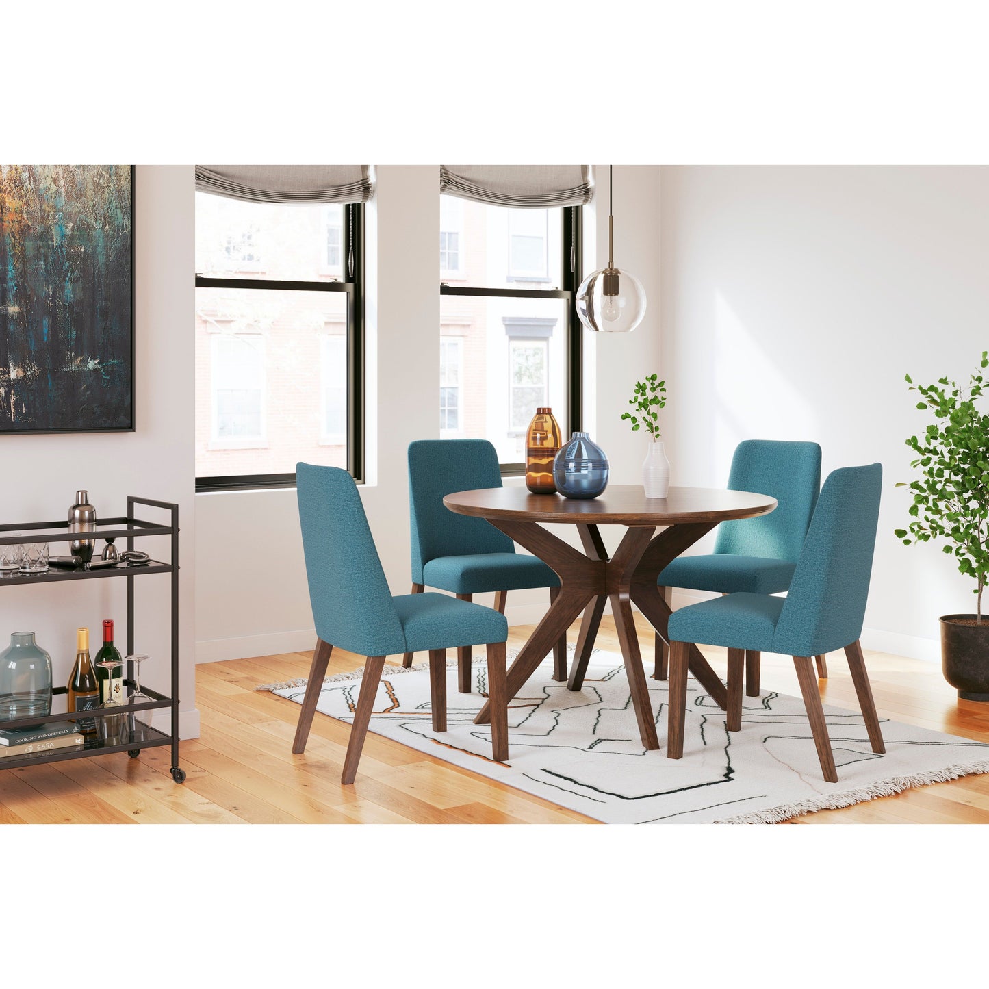 LYNCOTT DINING SET - 4 CHAIRS & TABLE