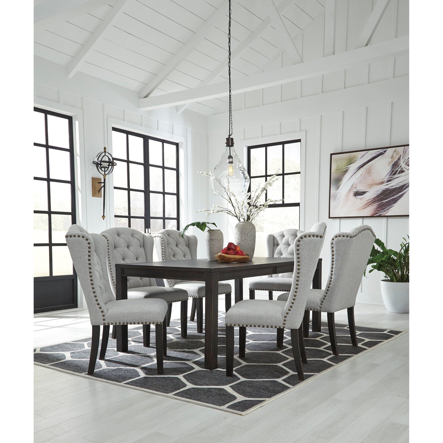 JEANETTE DINING SET - 6 CHAIRS & TABLE