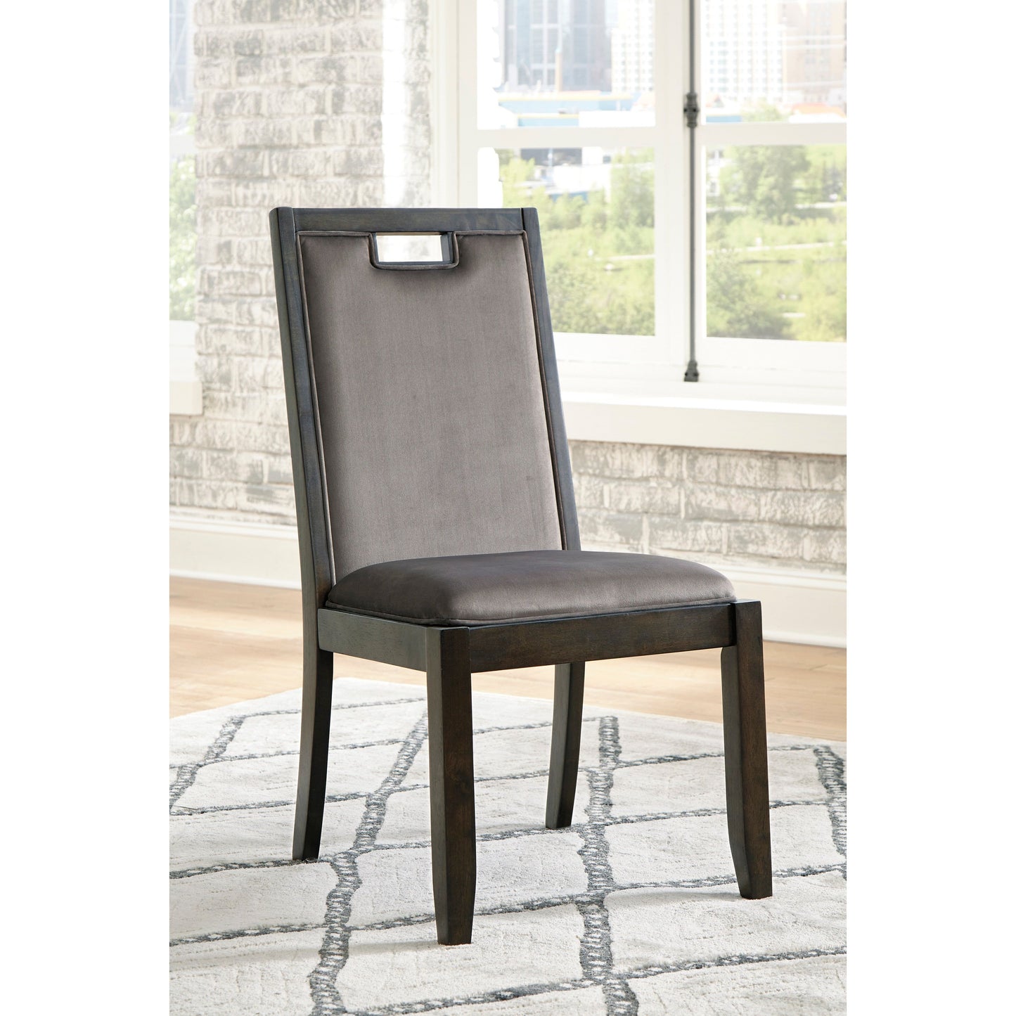 HYNDELL DINING CHAIR - GRAY/DARK BROWN