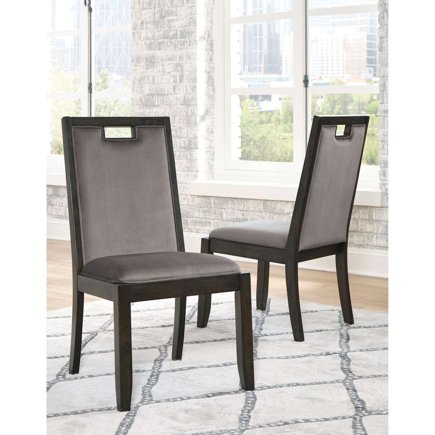 HYNDELL DINING CHAIR - GRAY/DARK BROWN