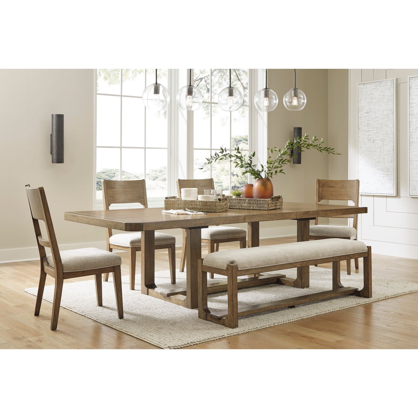 CABALYNN DINING SET - 4 CHAIRS, TABLE & BENCH