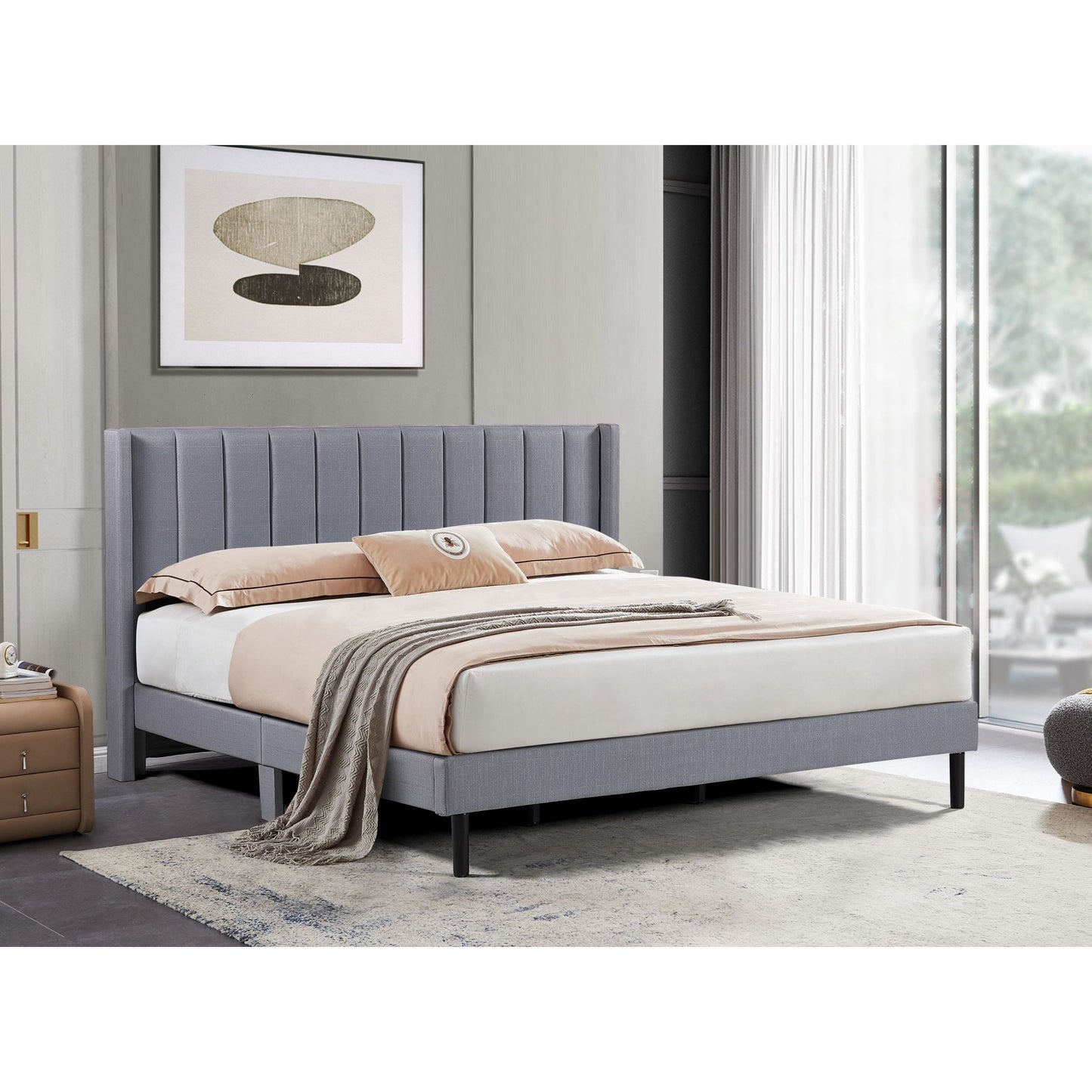 JORDAN UPHOLSTERED BED - GREY