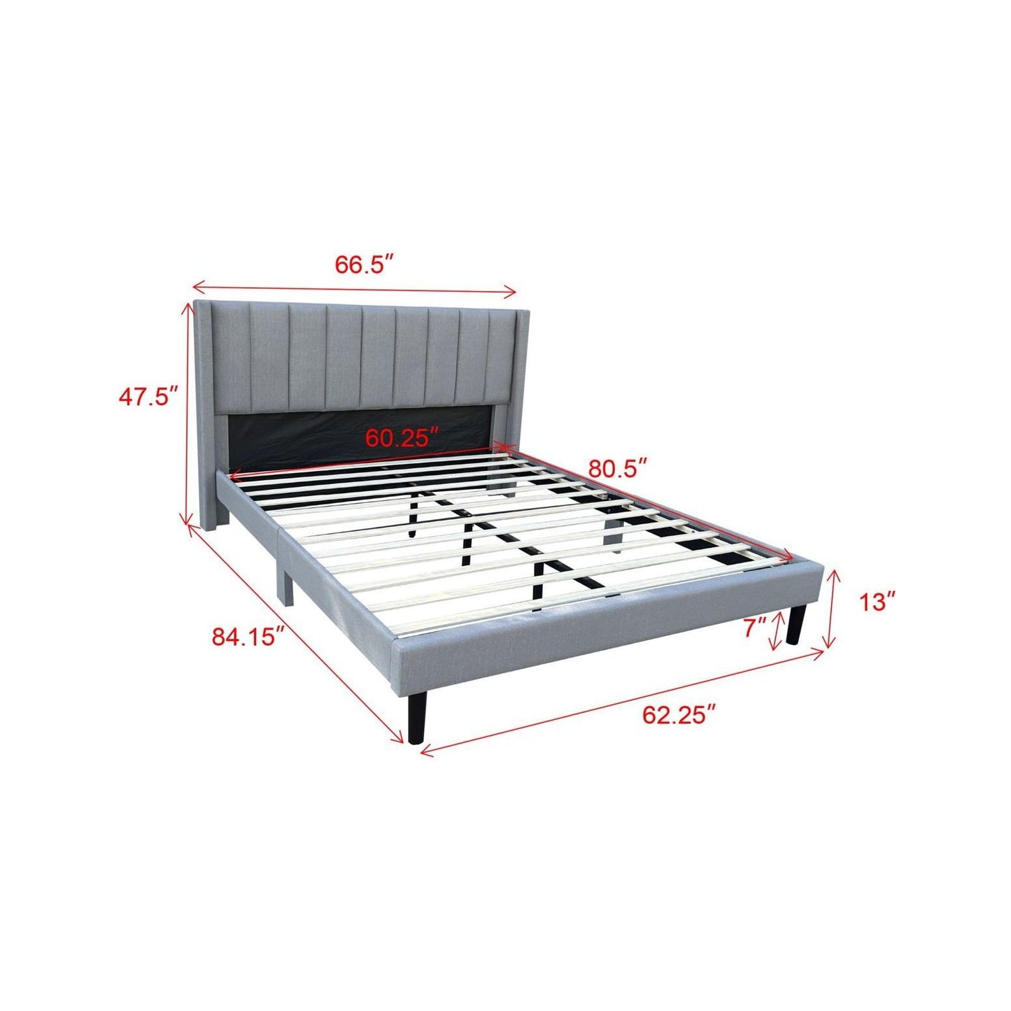 JORDAN UPHOLSTERED BED - GREY