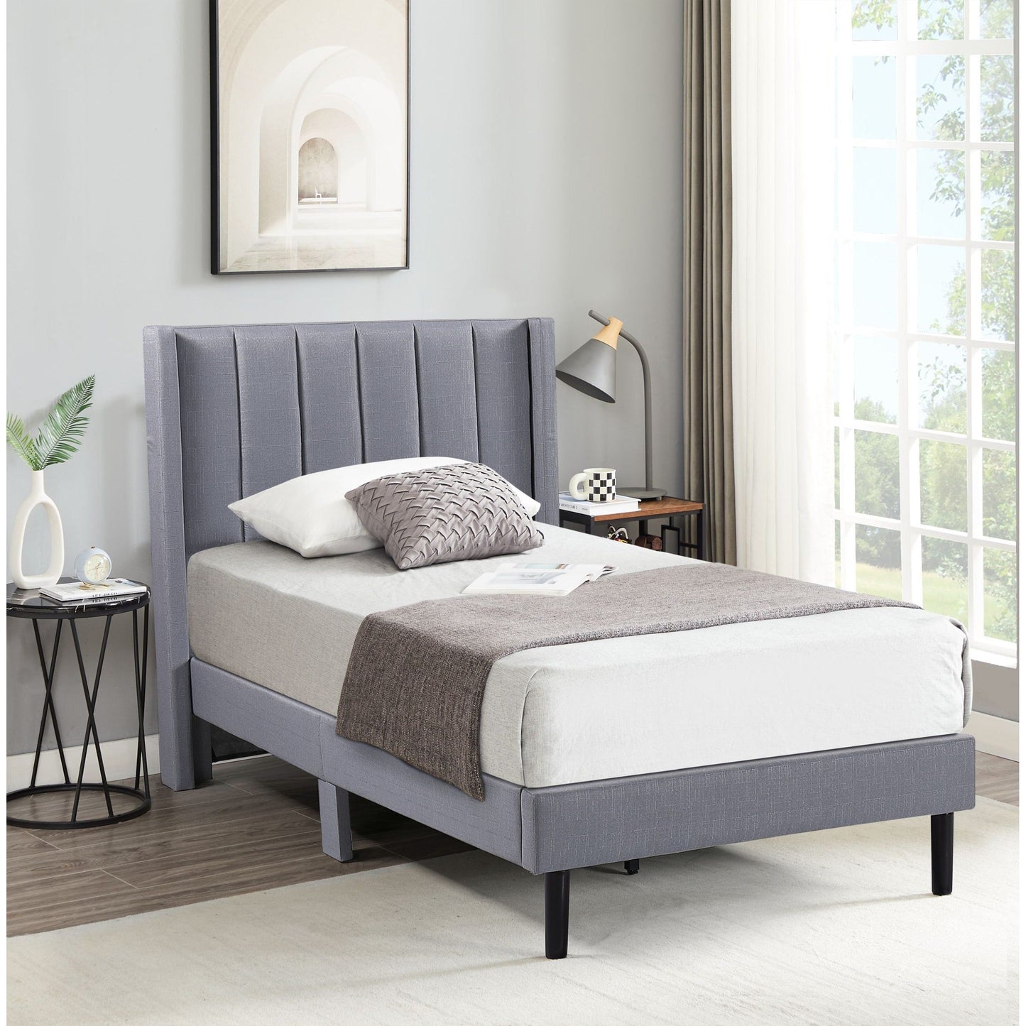 JORDAN UPHOLSTERED BED - GREY