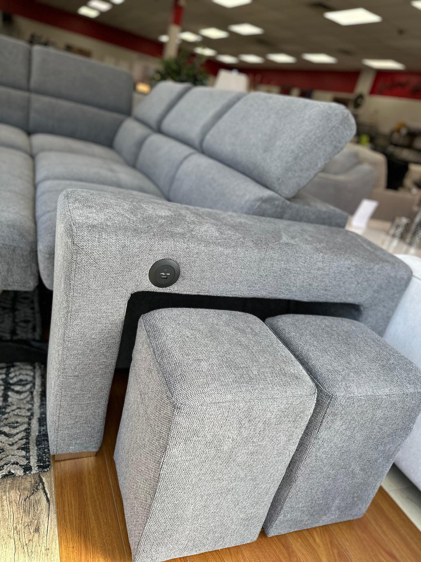 TYSON 3-Piece Sectional with Pullout Sleeper and Storage Ottoman - Gray Fabric
