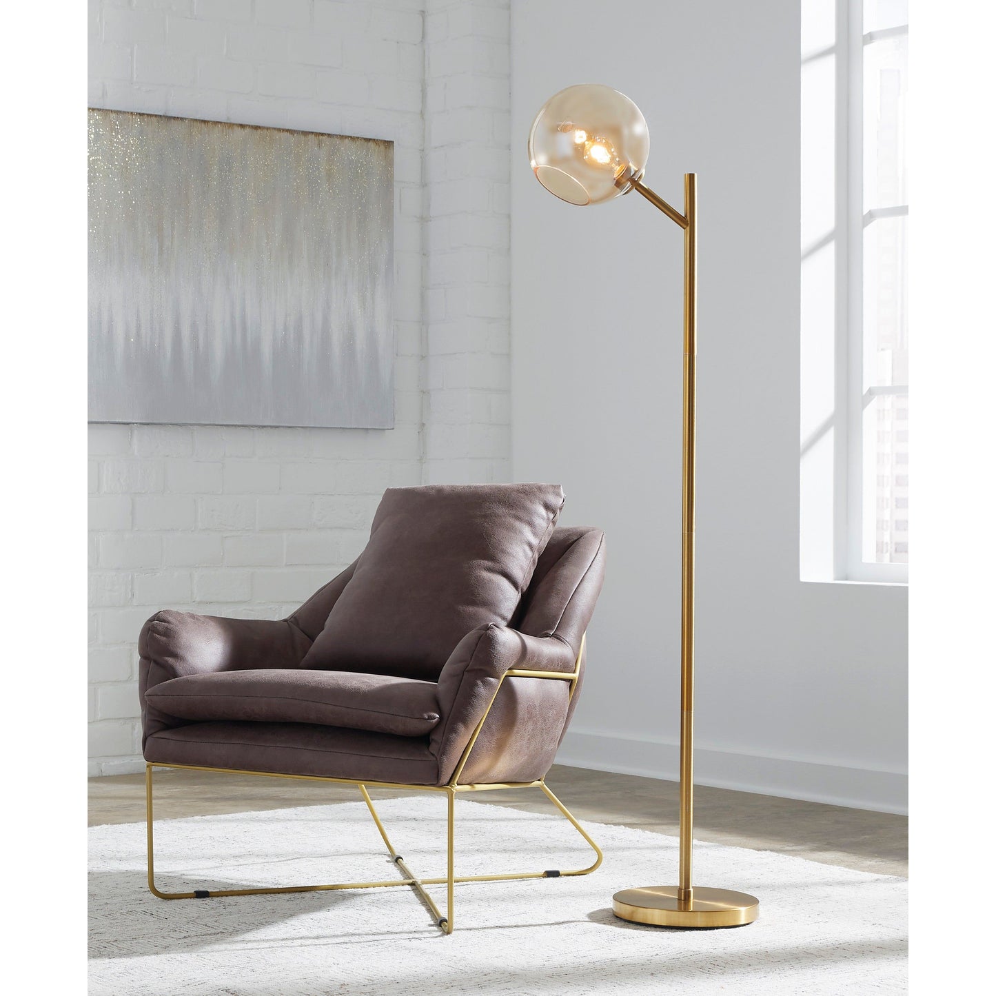 ABANSON FLOOR LAMP - AMBER/GOLD FINISH