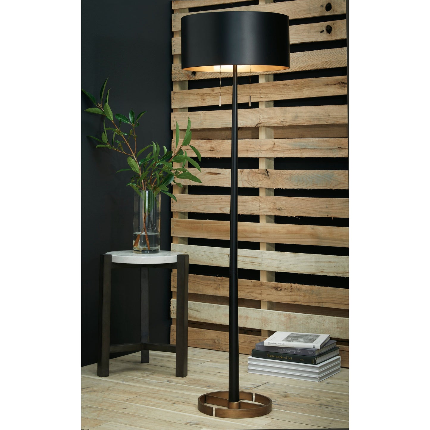 AMADELL FLOOR LAMP - BLACK/GOLD FINISH