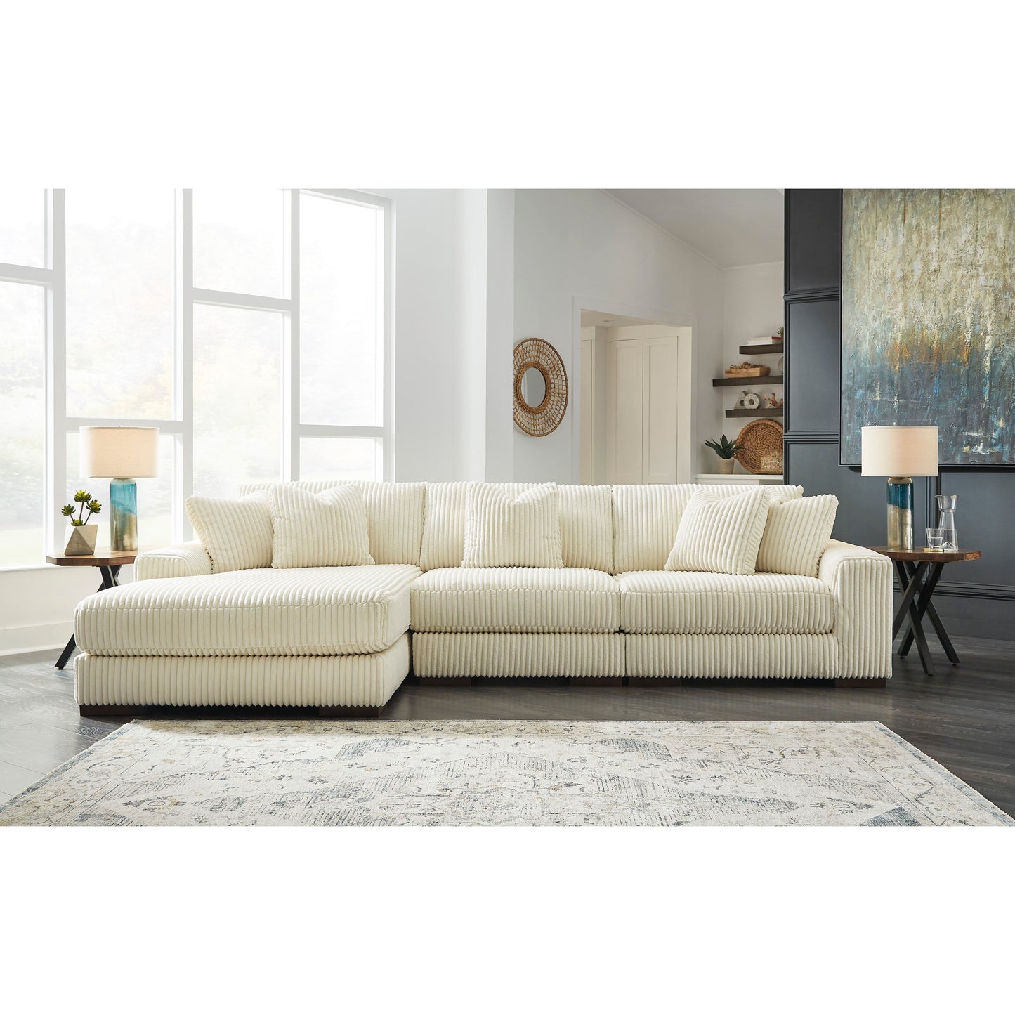 LINDYN 3 PIECE SECTIONAL WITH CHAISE- IVORY