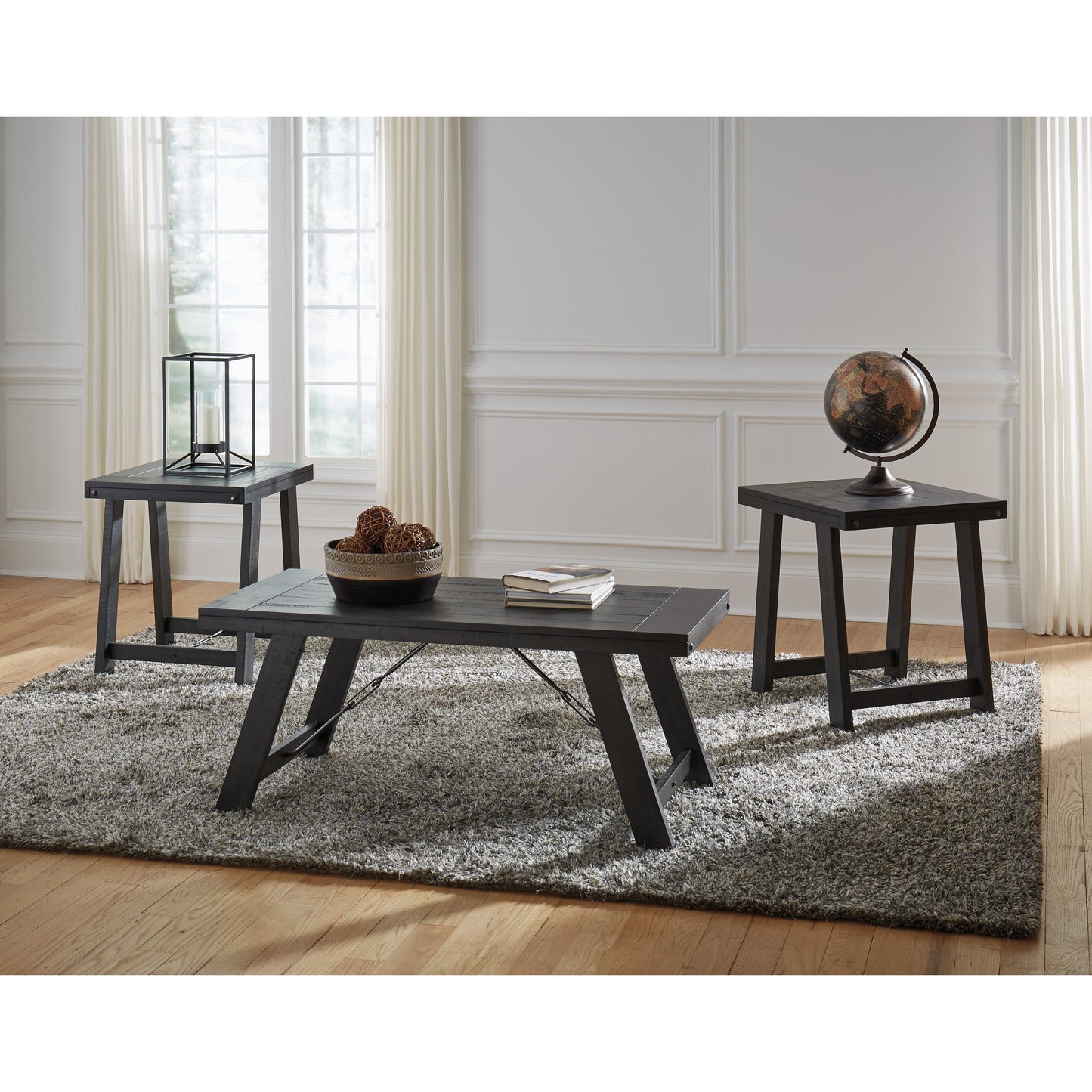 NOORBROOK COFFEE TABLE SET (SET OF 3) - BLACK/PEWTER