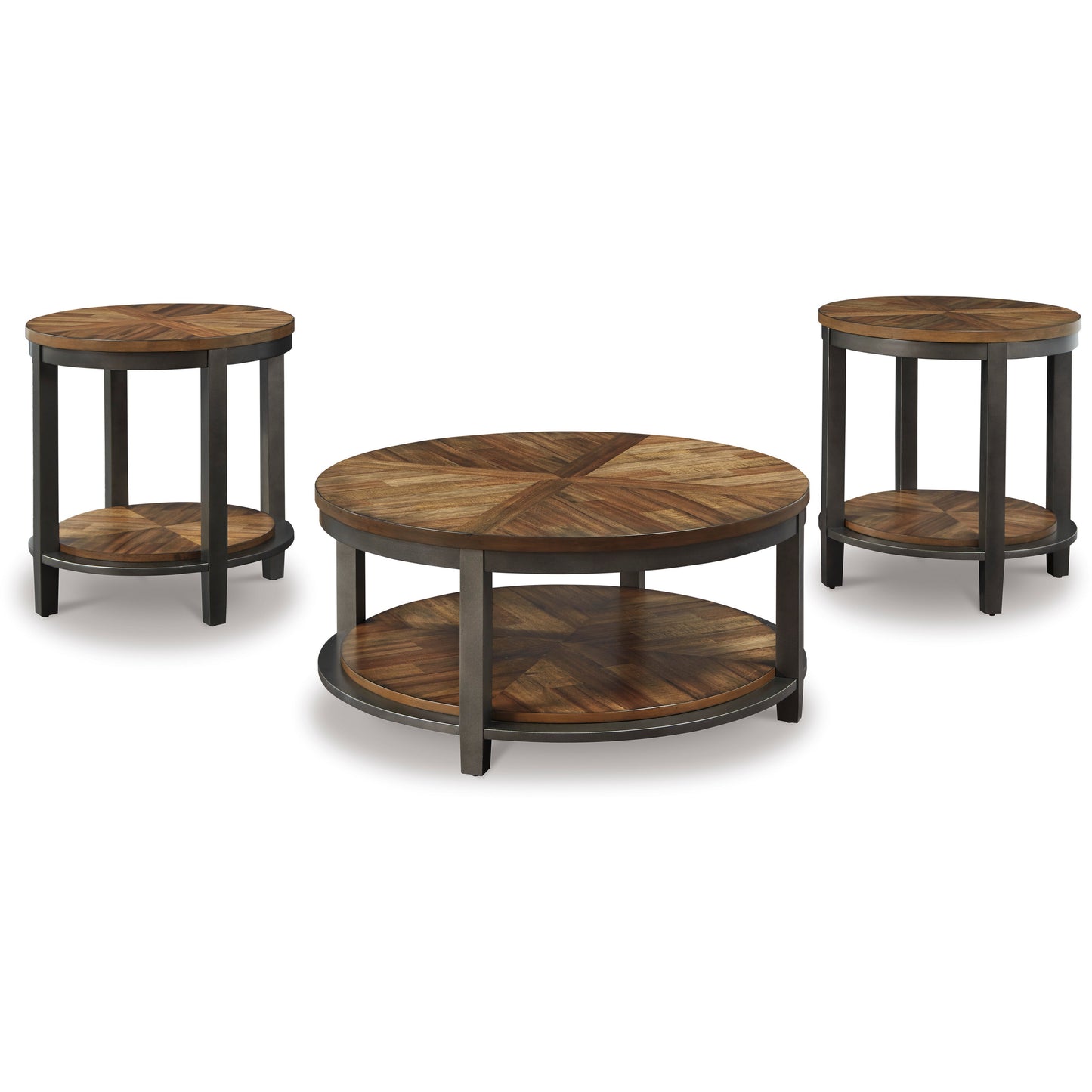 ROYBECK TABLE (SET OF 3) - LIGHT BROWN/BRONZE
