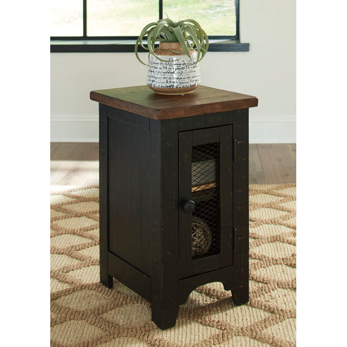 VALEBECK CHAIR SIDE END TABLE - BLACK/BROWN