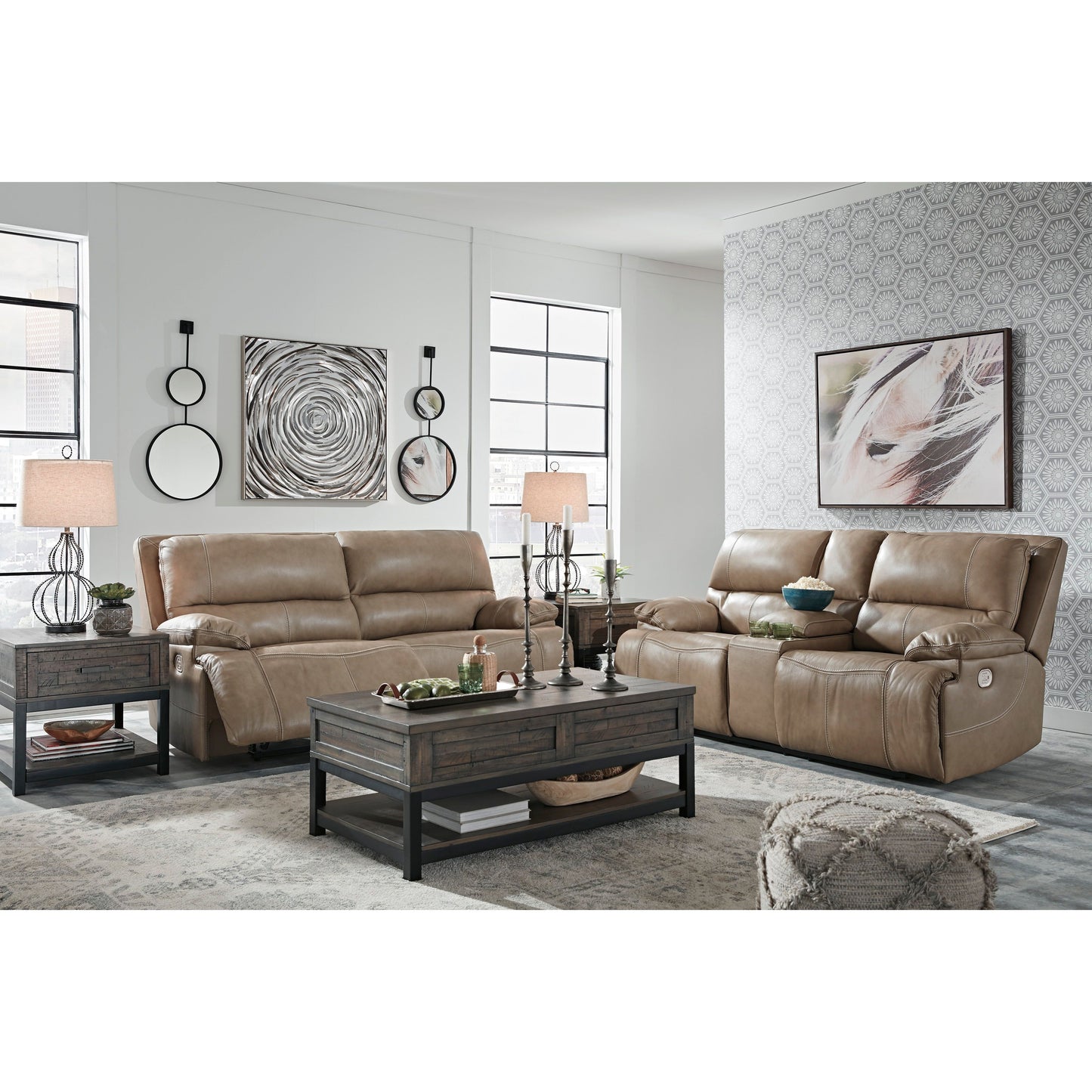 RICMEN POWER RECLINING SOFA - PUTTY