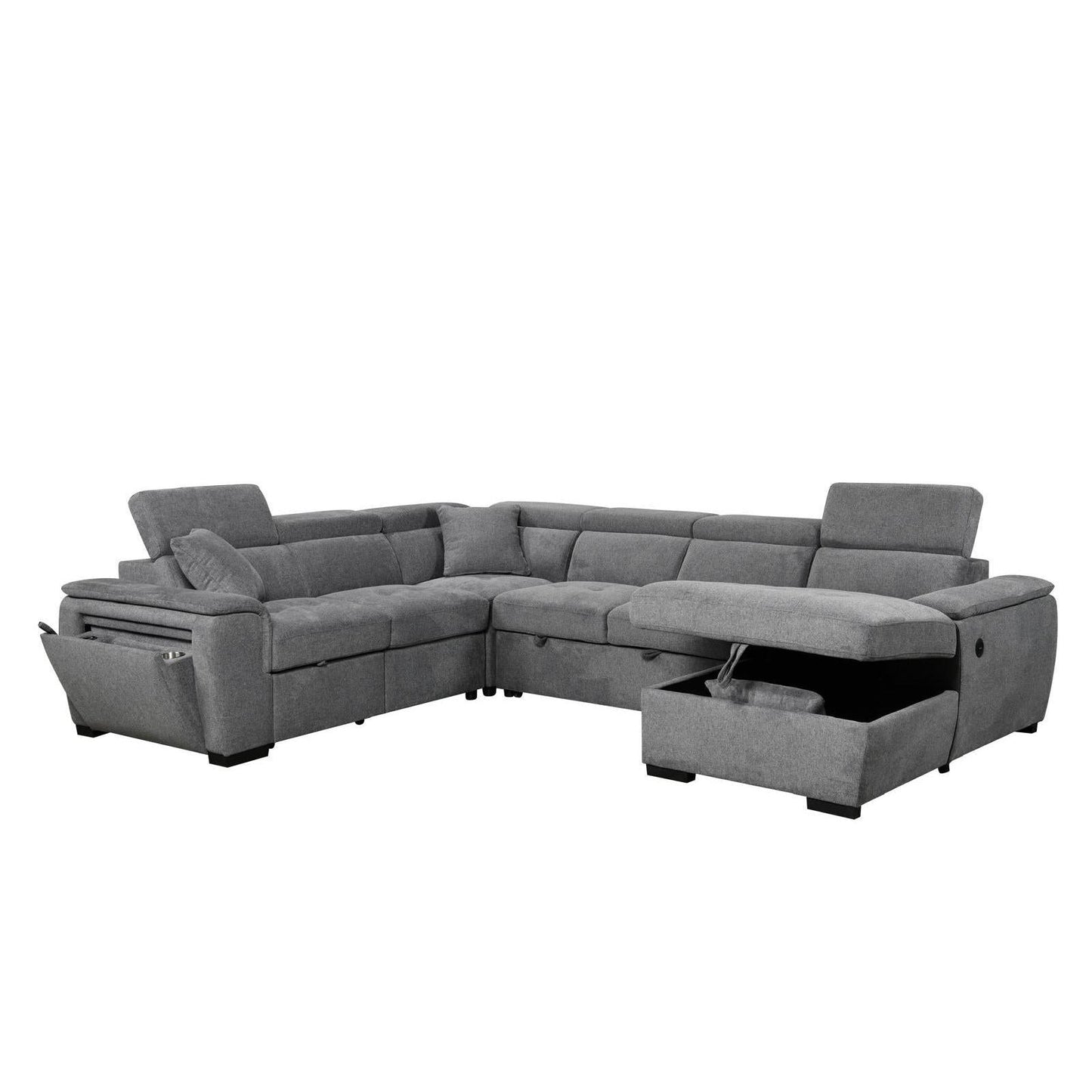 ROBYN PULLOUT SLEEPER SECTIONAL - DARK GREY