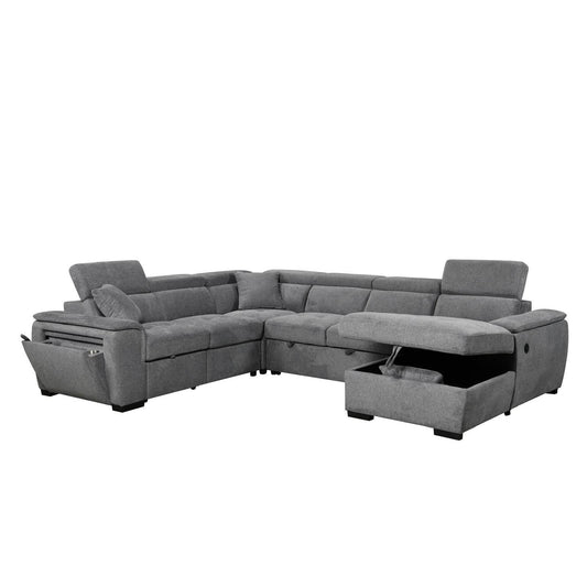 ROBYN PULLOUT SLEEPER SECTIONAL - DARK GREY