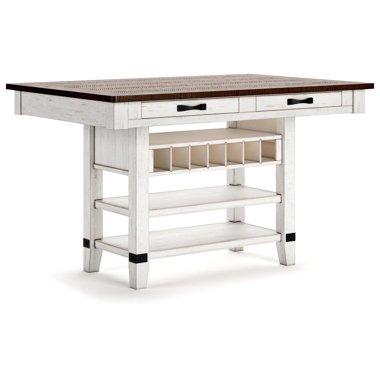 Valebeck - Rect Dining Room Counter Table With Wine Rack