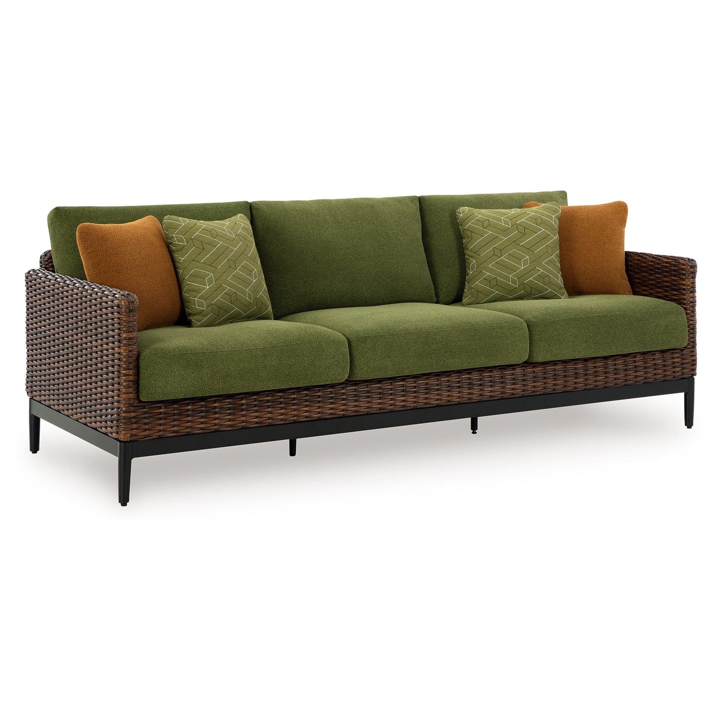 Horizon Hall - Brown / Green - Sofa With Cushion