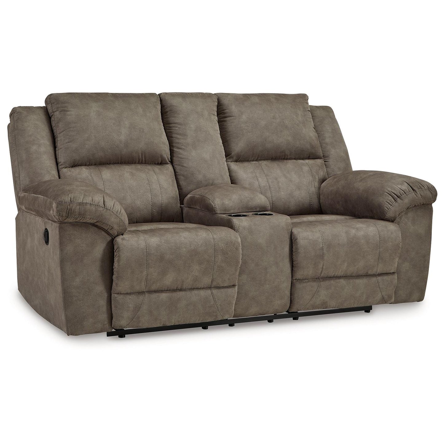 Laresview - Fossil - Dbl Reclining Loveseat With Console - Faux Leather