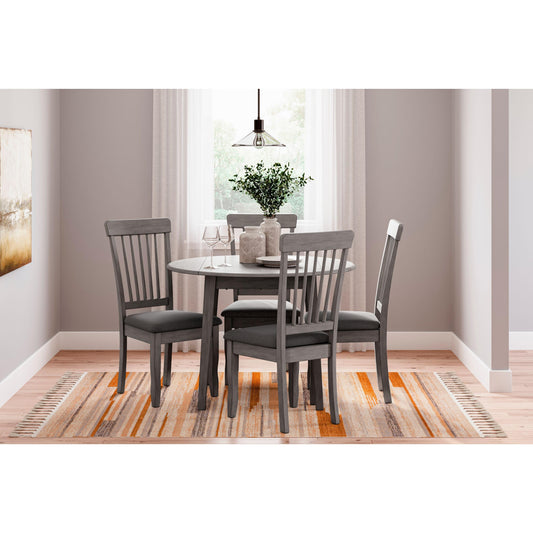 Shullden - Gray - 5 Pc. - Drop Leaf Table, 4 Side Chairs