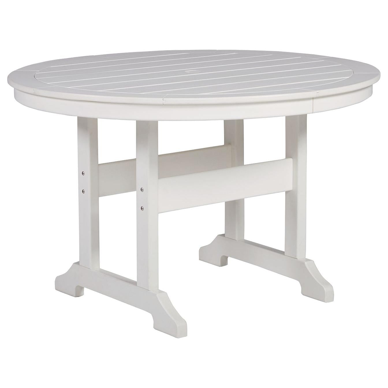 Crescent Luxe - White - Round Dining Table W/Umb Opt