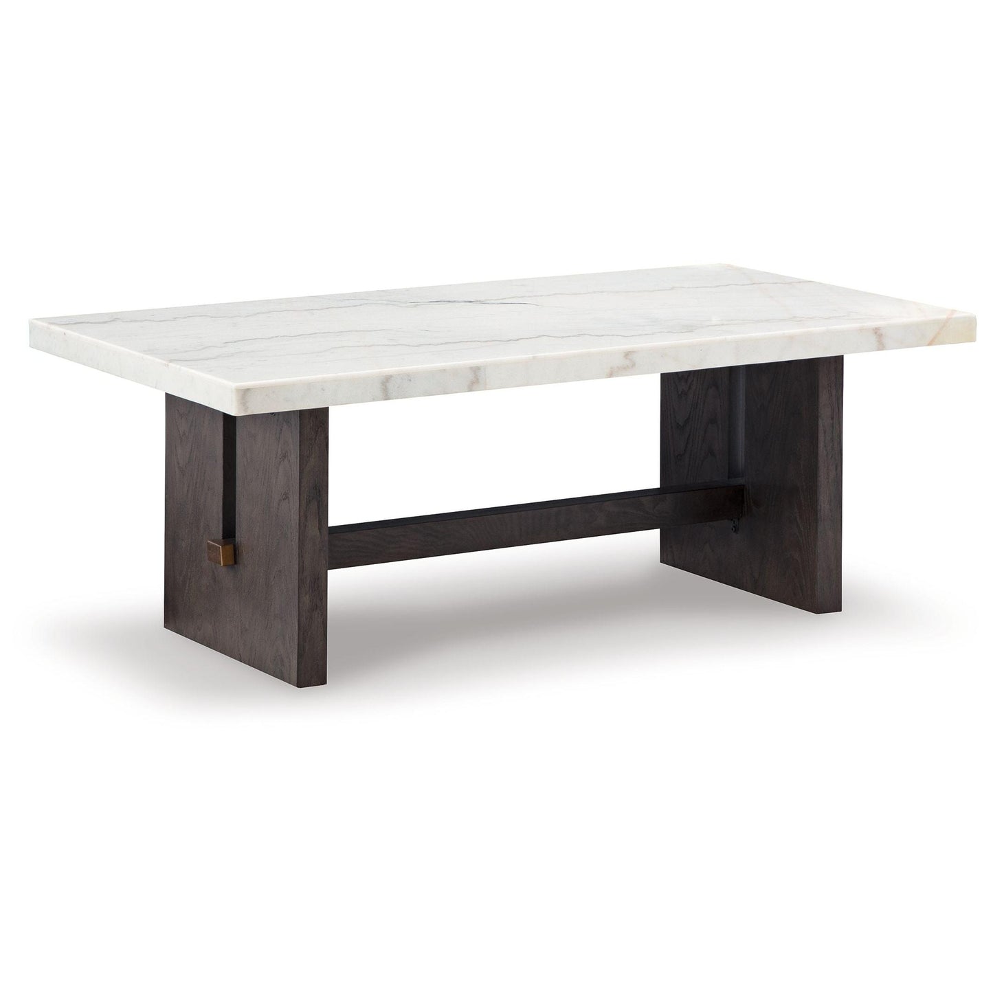 Burkhaus - White / Dark Brown - Rectangular Cocktail Table