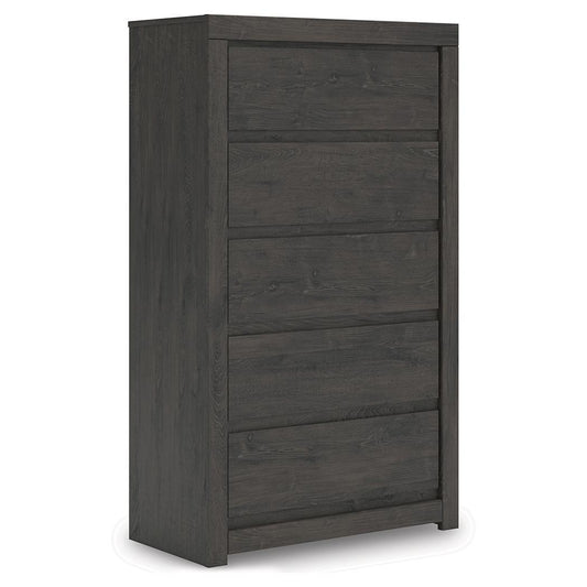 Fraluna - Five Drawer Chest - Charcoal