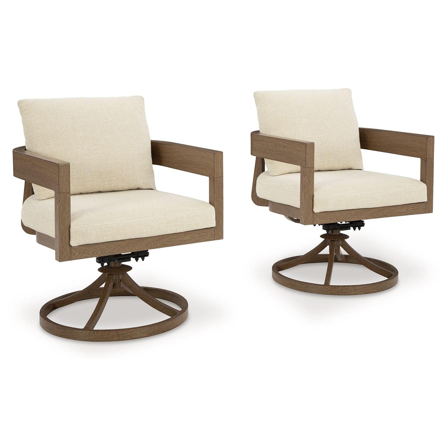 Serene Bay - Dark Brown / White - Swivel Chair With Cushion (Set of 2)