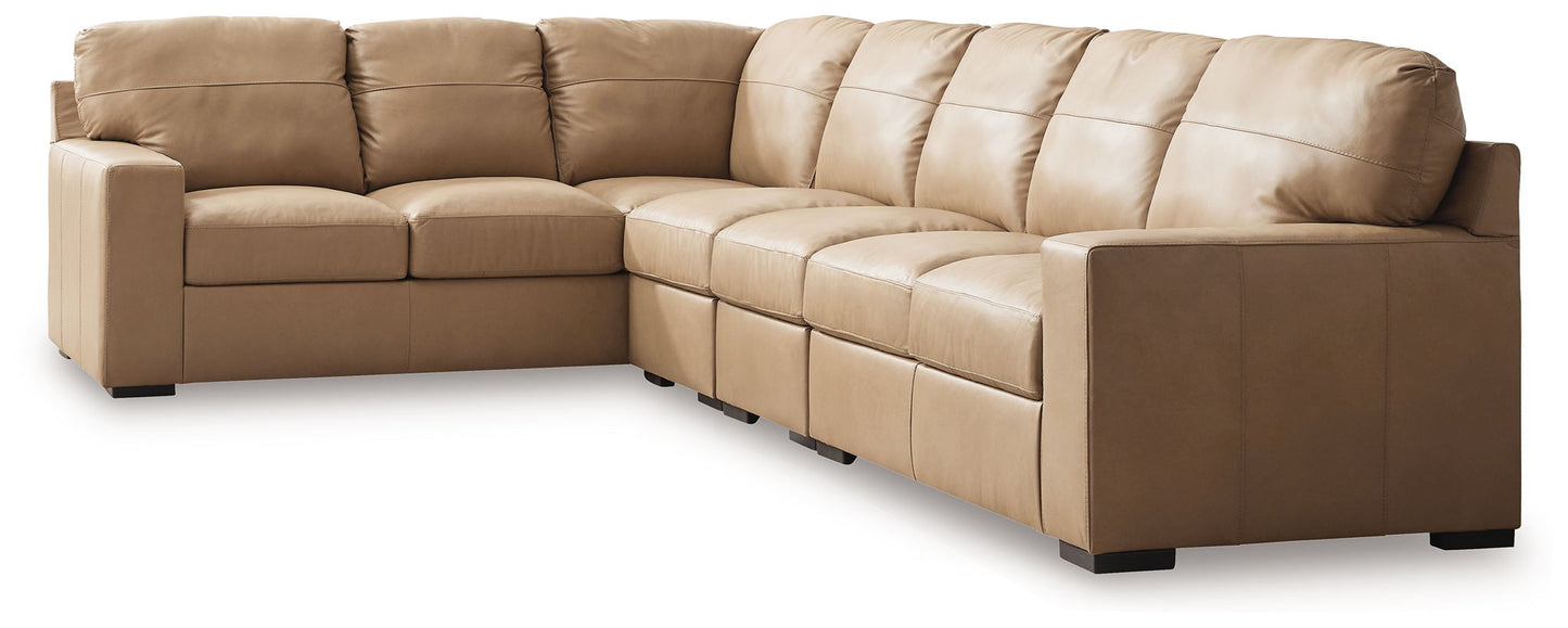 Bandon - Toffee - 4-Piece Sectional With Raf Loveseat - Leather Match