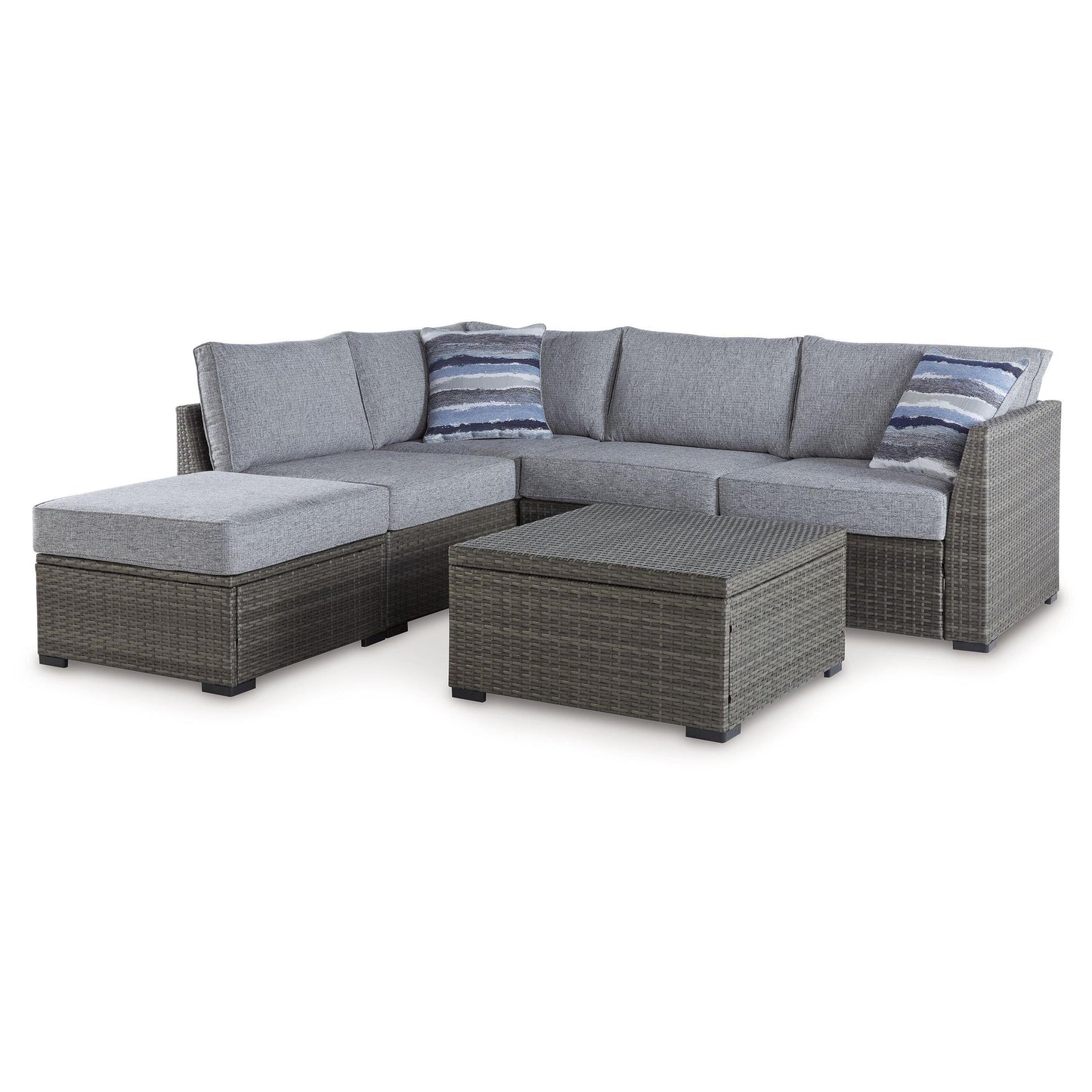 Petal Road - Gray - Loveseat Sectional, Ottoman, Table Set (Set of 4)