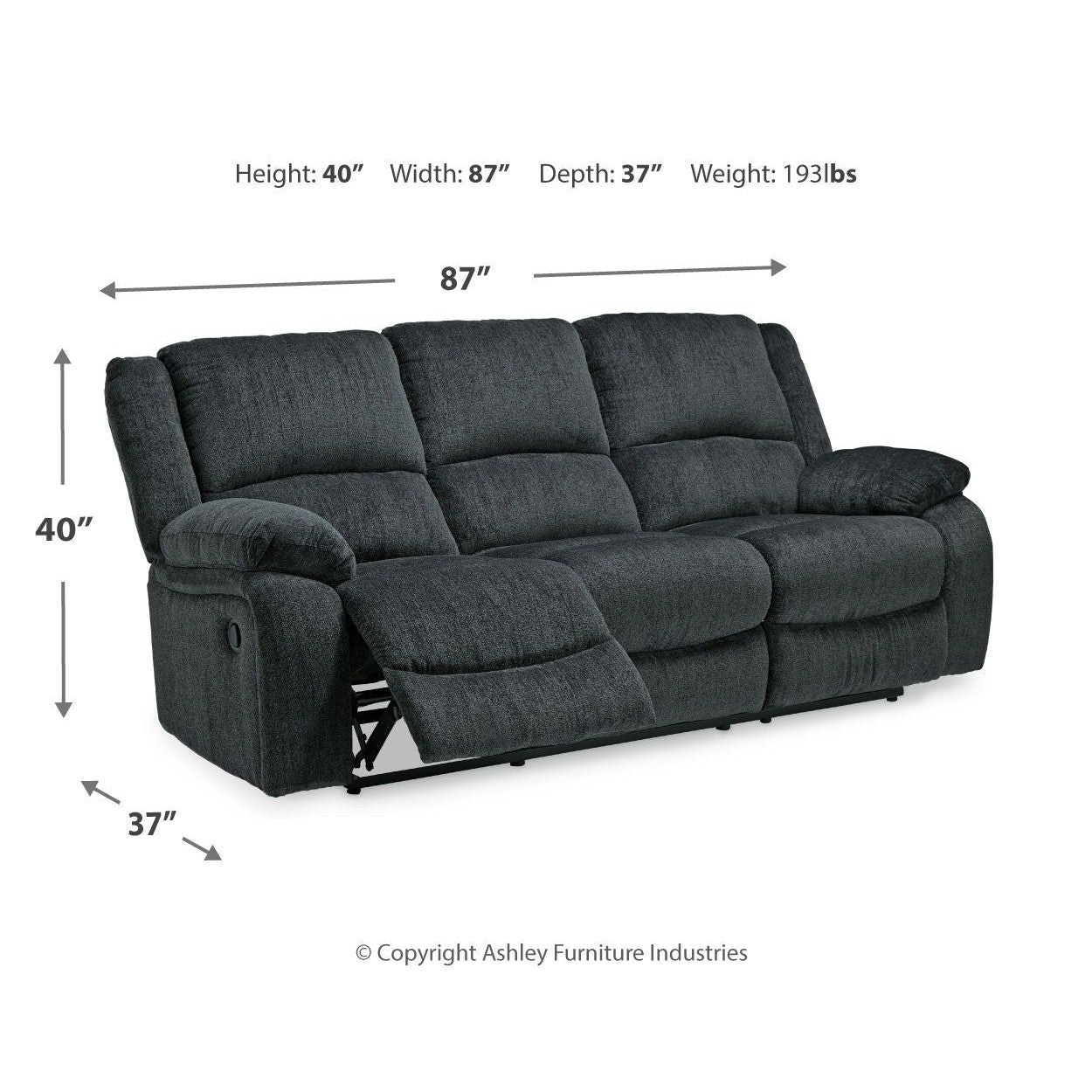Draycoll - Slate - Reclining Sofa - Fabric