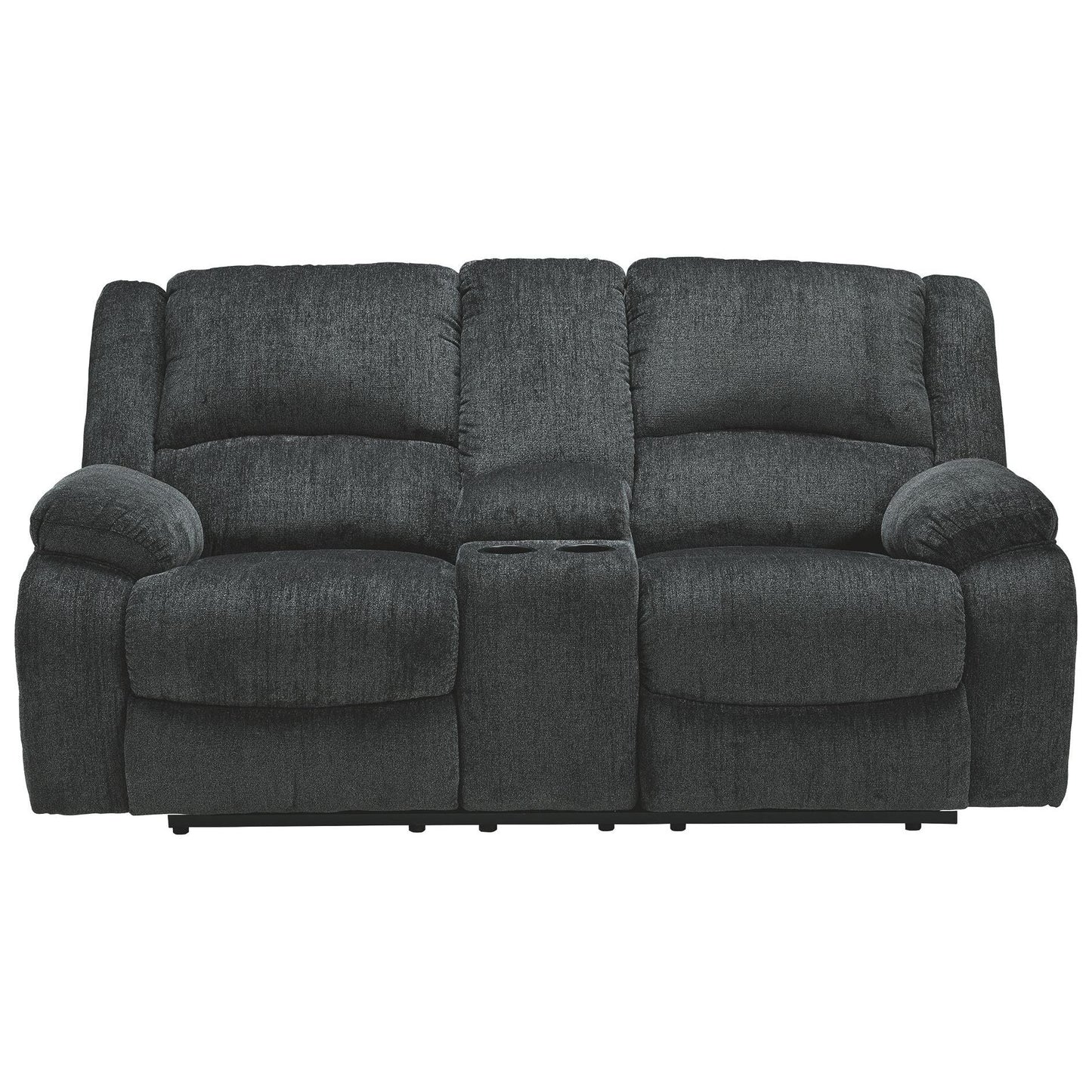Draycoll - Slate - Dbl Reclining Loveseat W/Console - Fabric
