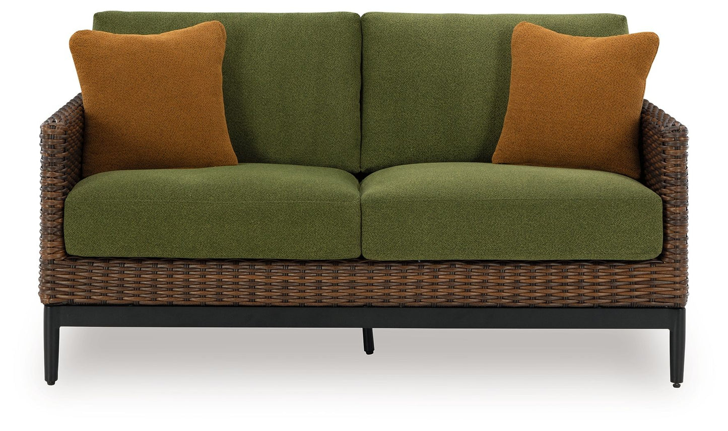 Horizon Hall - Loveseat With Cushion - Brown / Green - Fraser Furniture & Mattresses