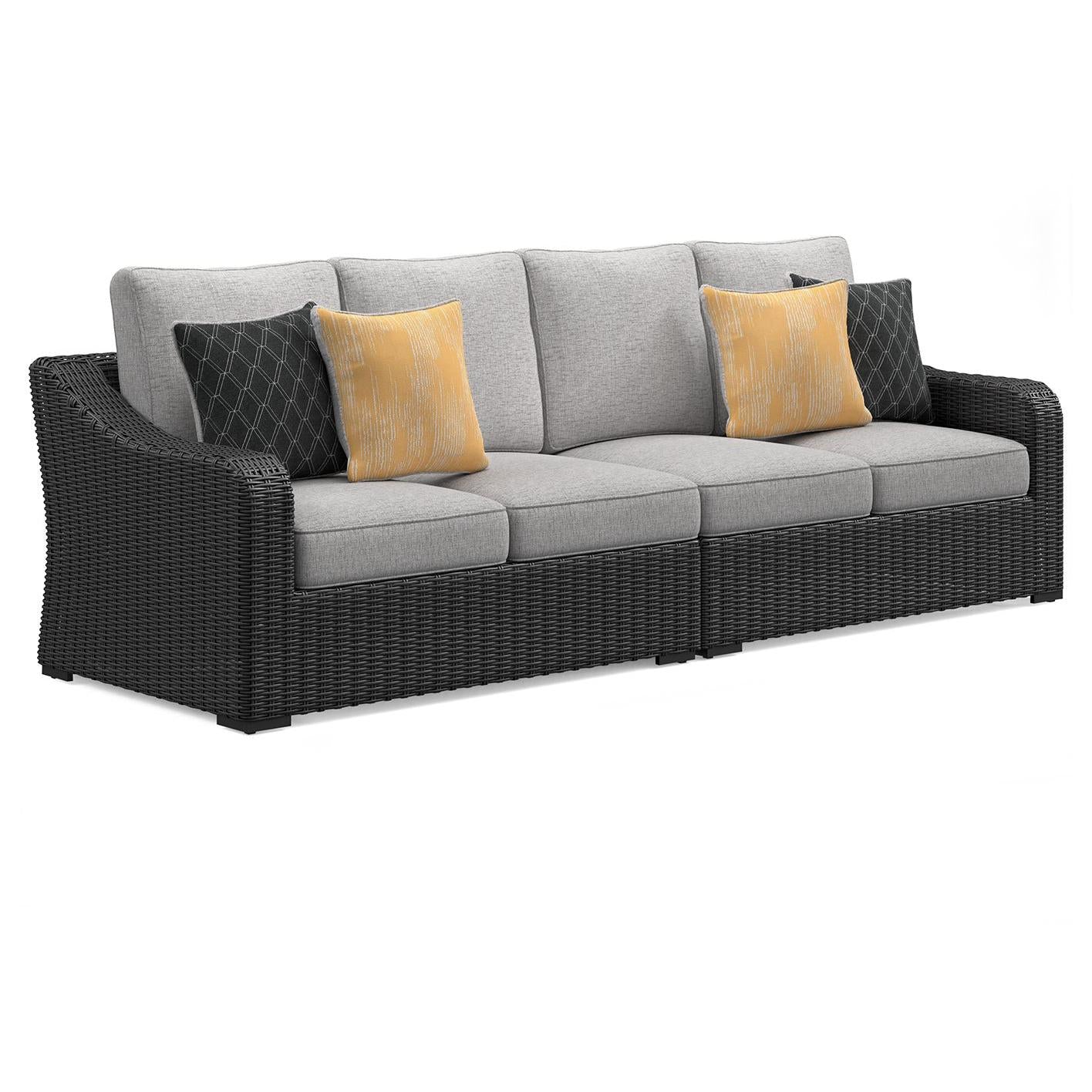 Beachcroft - Black / Light Gray - 2-Piece Outdoor Loveseat With Cushion