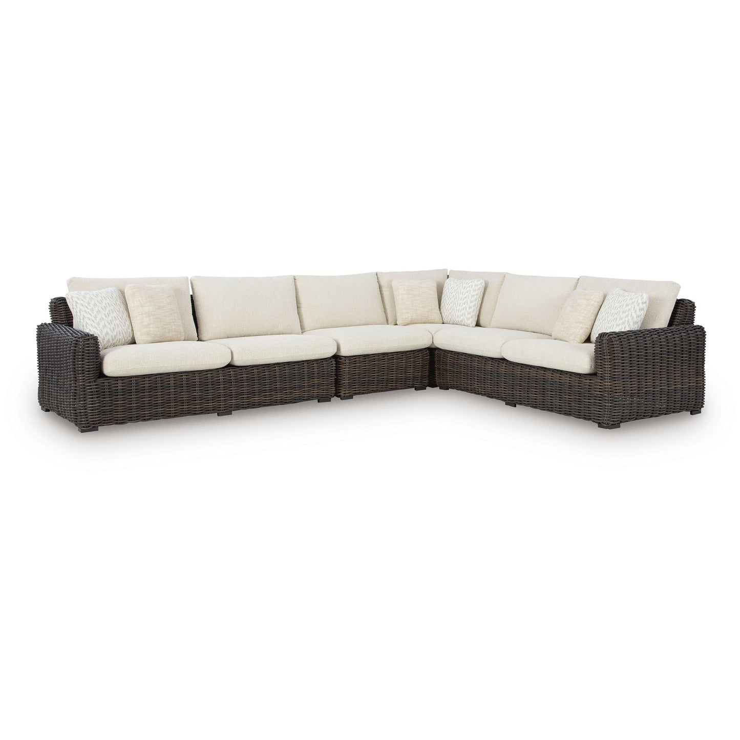 Kimora - Beige / Dark Brown - 4-Piece Outdoor Sectional