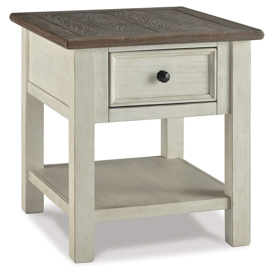 Bolanburg - White / Brown / Beige - Rectangular End Table