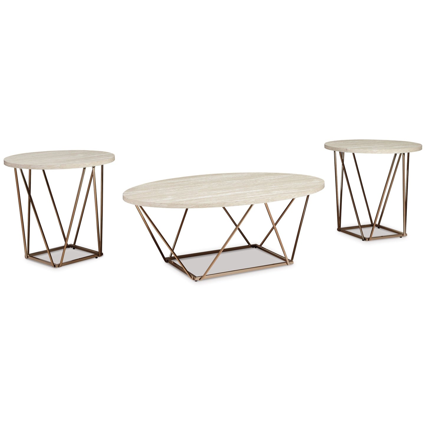 Tarica - White / Metallic - Occasional Table Set (Set of 3)