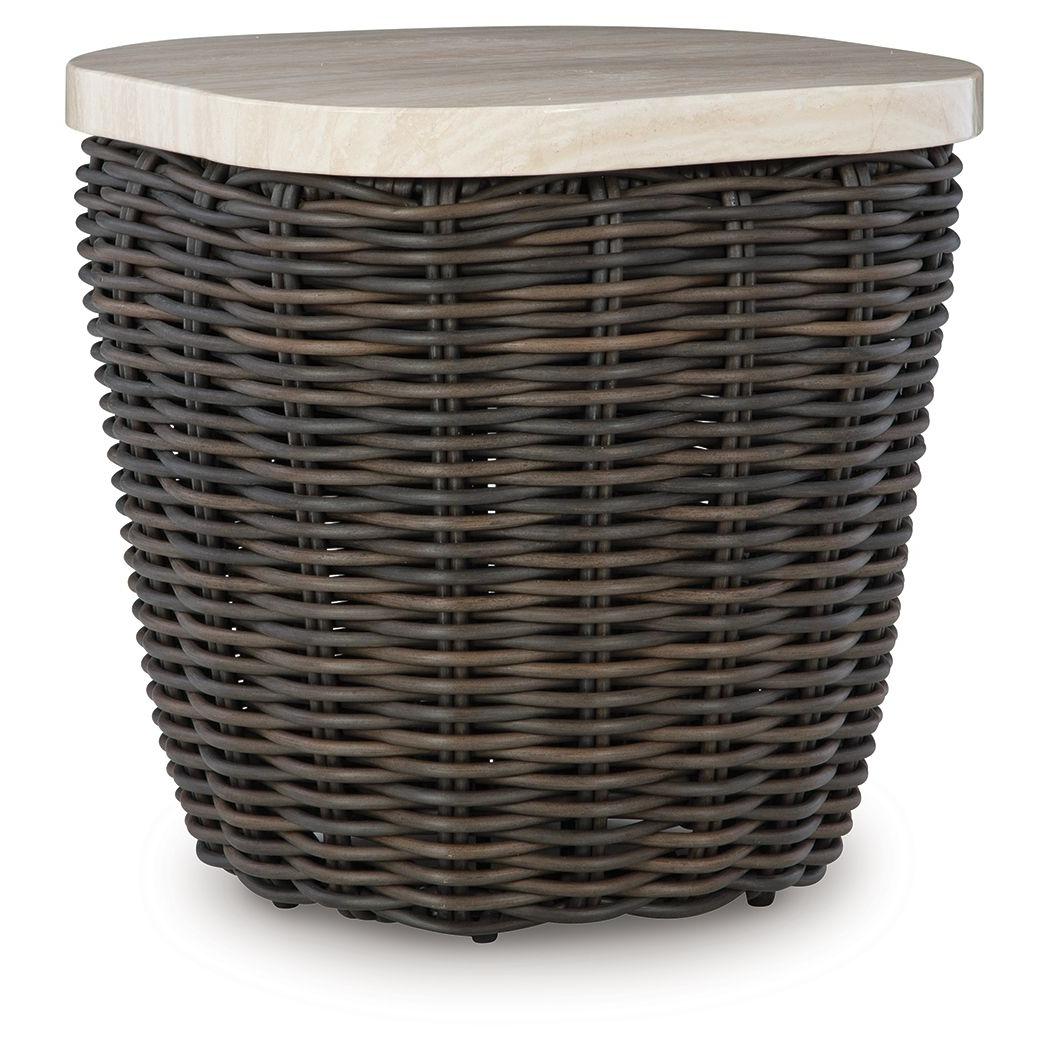 Kimora - Square End Table - Beige / Dark Brown