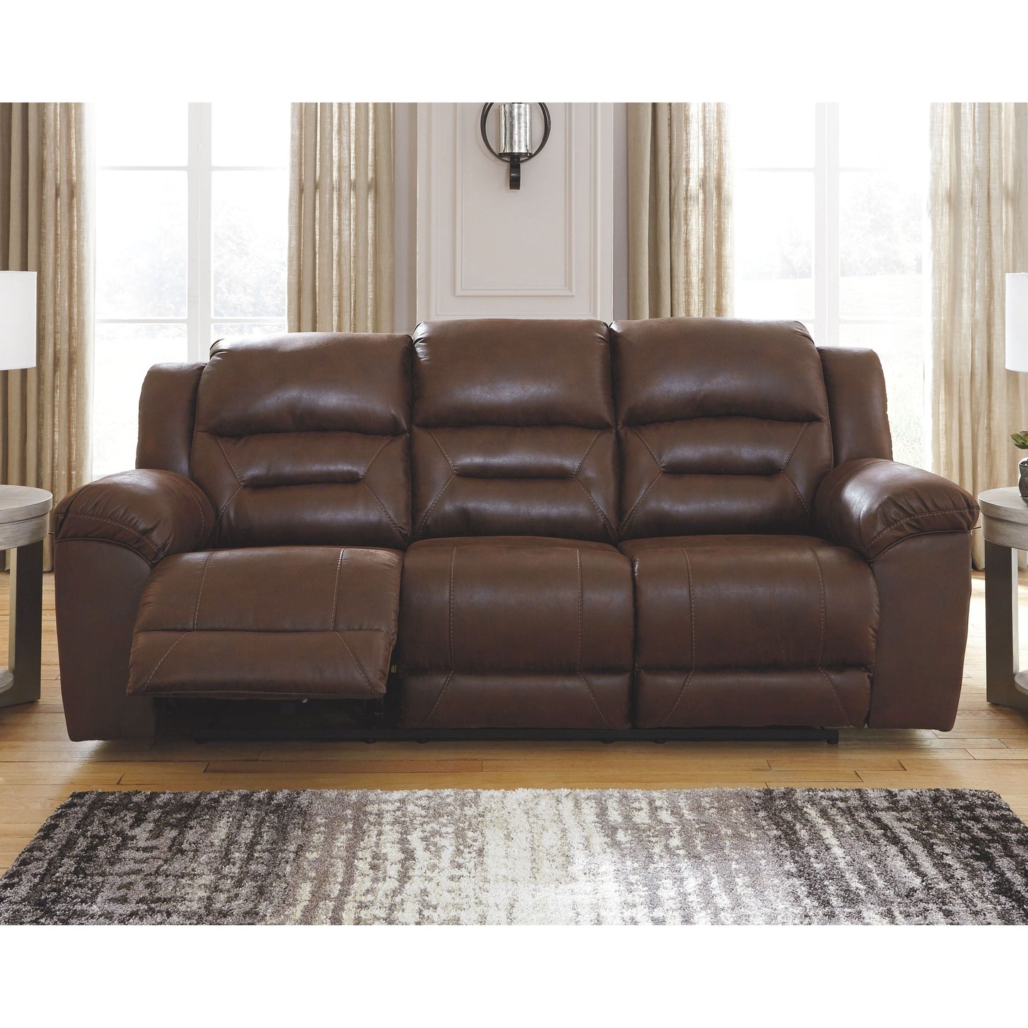 Stoneland - Chocolate - Reclining Sofa - Faux Leather