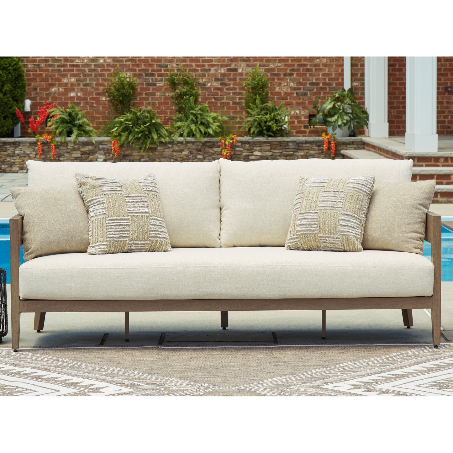 Serene Bay - Dark Brown / White - Sofa With Cushion