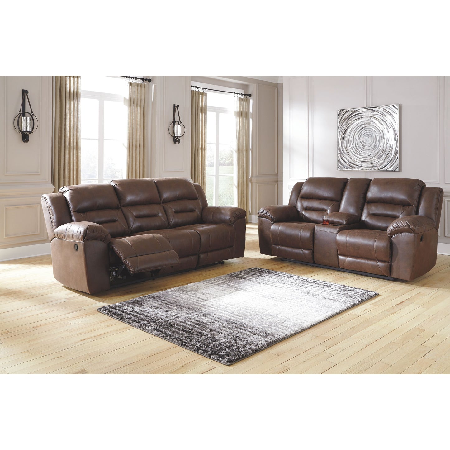 Stoneland - Chocolate - Reclining Sofa - Faux Leather
