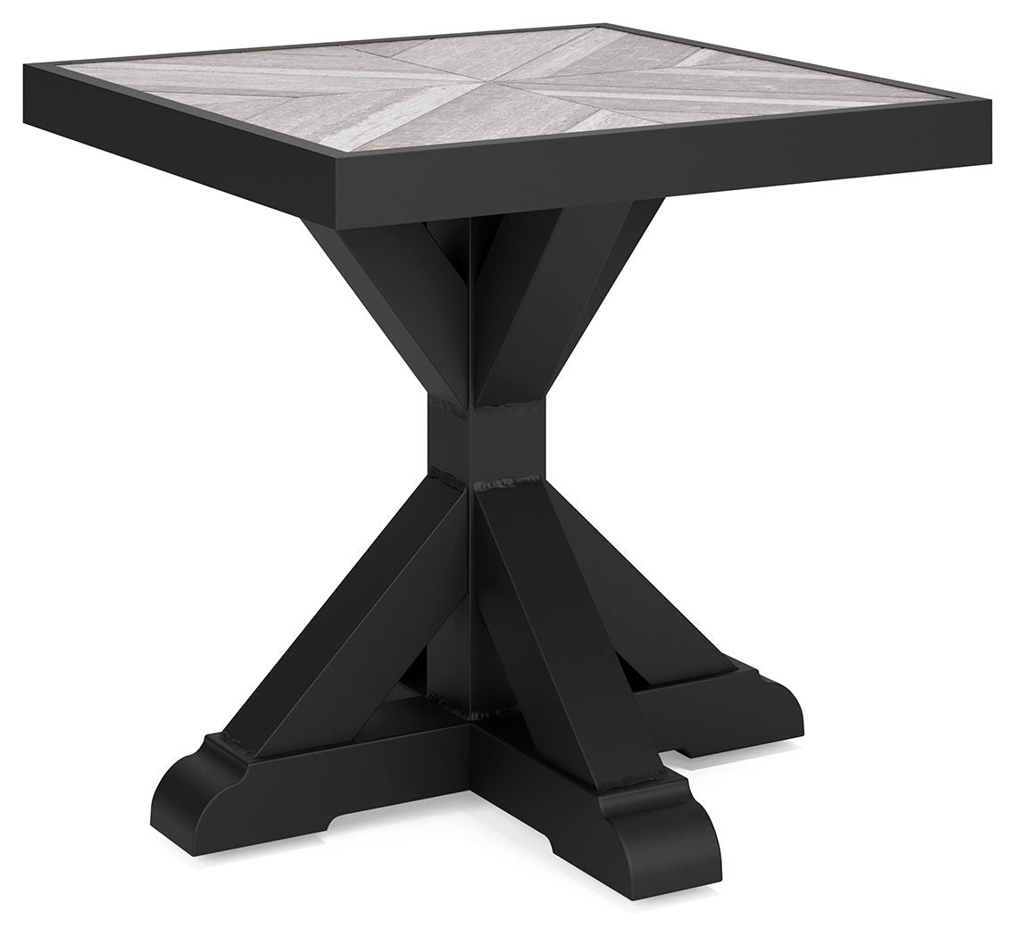 Beachcroft - Square End Table - Black / Light Gray - Fraser Furniture & Mattresses