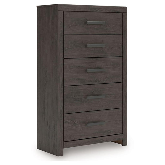 Prendonea - Five Drawer Chest - Charcoal