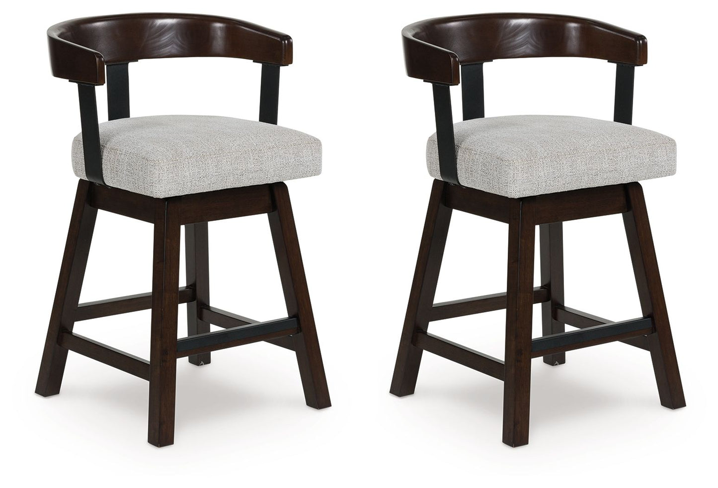Haddigan - Dark Brown - Upholstered Swivel Barstool (Set of 2)