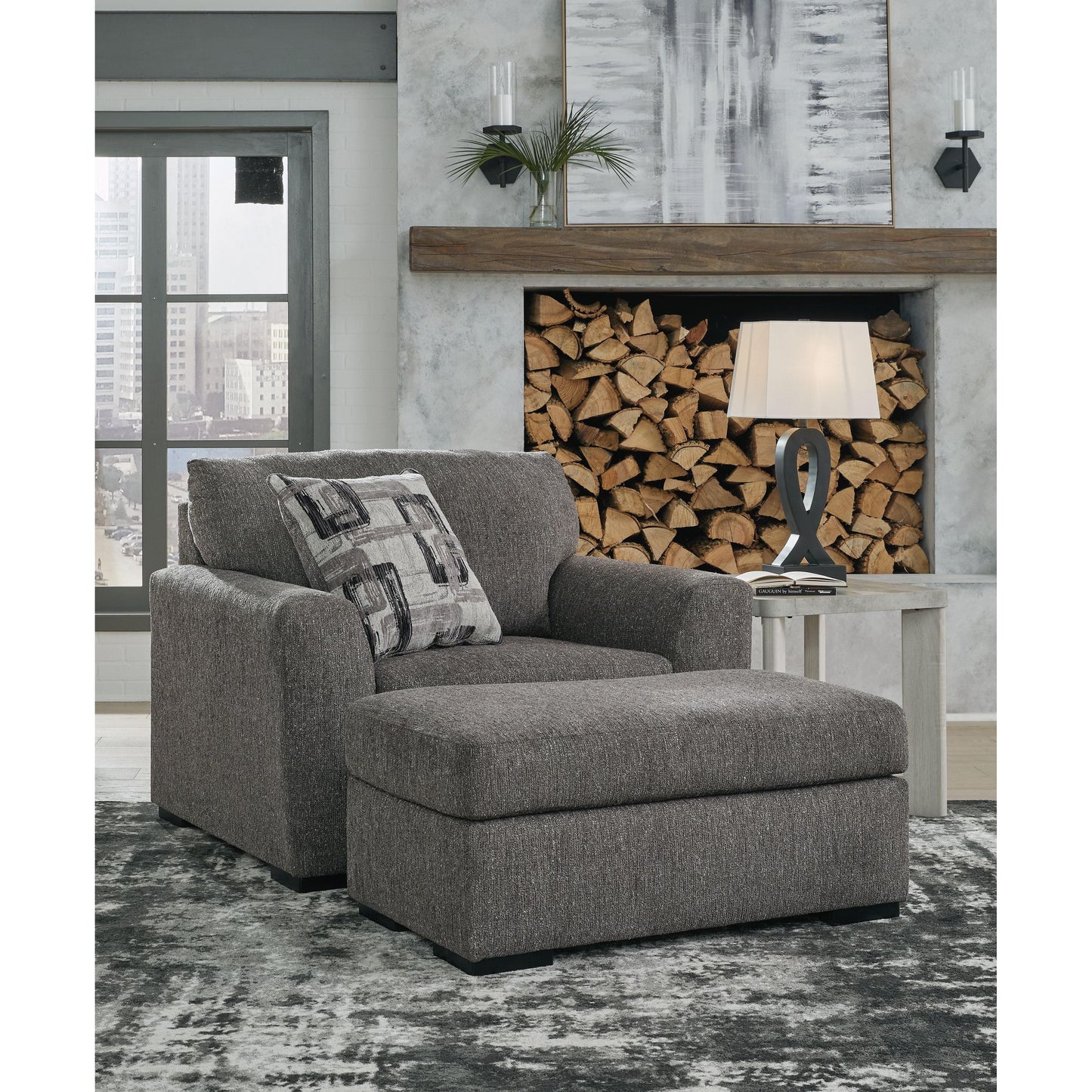 Gardiner - Pewter - 2 Pc. - Chair And A Half, Ottoman