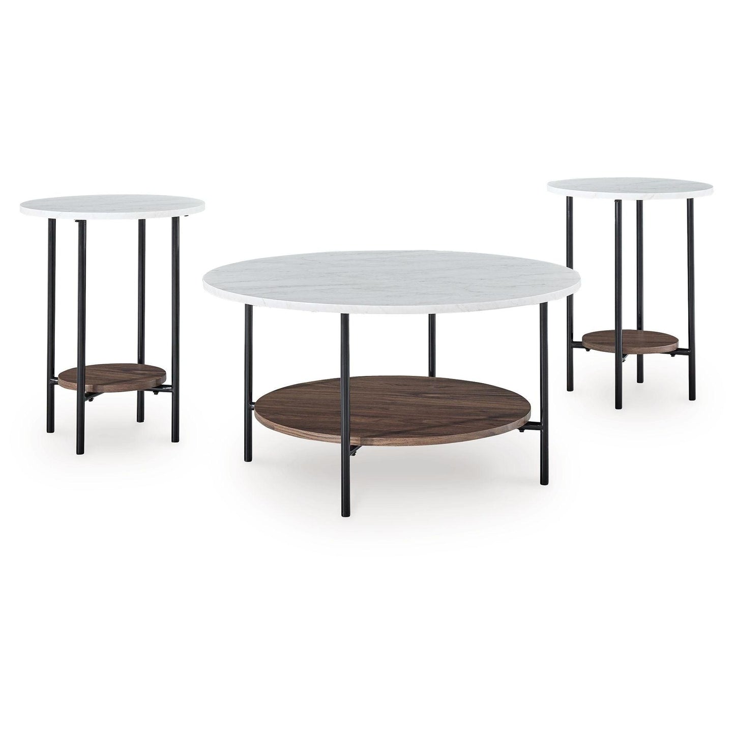 Wrenwich - Brown / Black / White - Occasional Table Set (Set of 3)