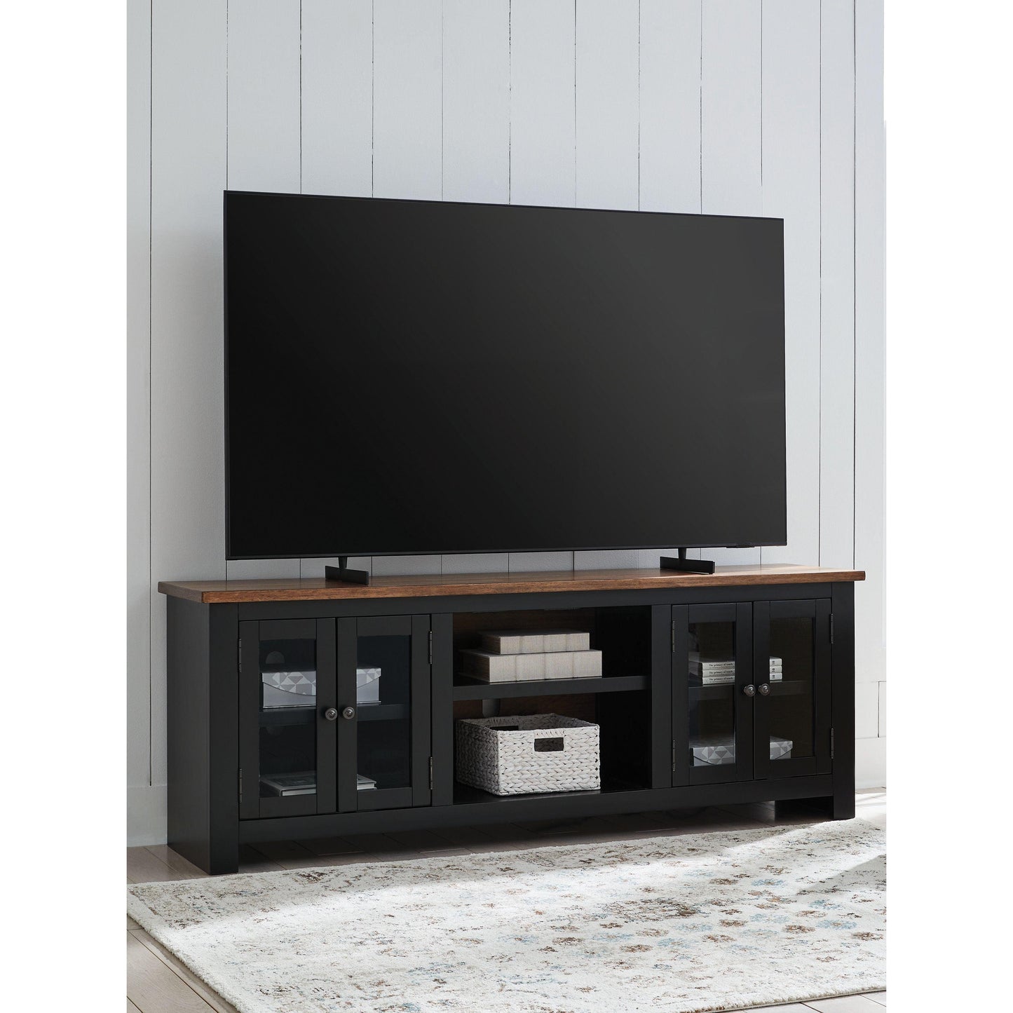 Wildenauer - Brown / Black - XL TV Stand With Fireplace Option