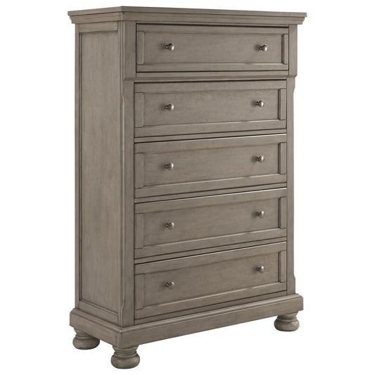 Lettner - Light Gray - Five Drawer Chest - 2-handles