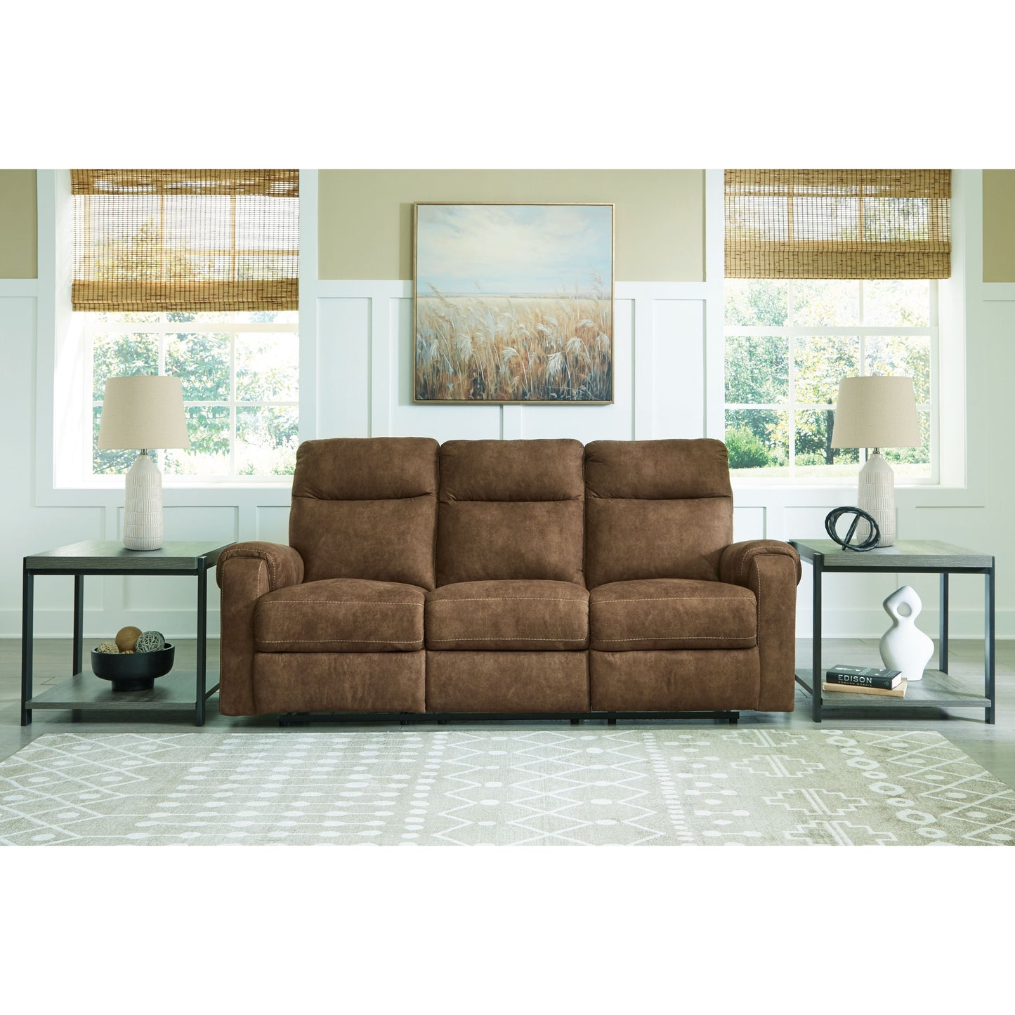 Edenwold - Brindle - Reclining Sofa - Faux Leather