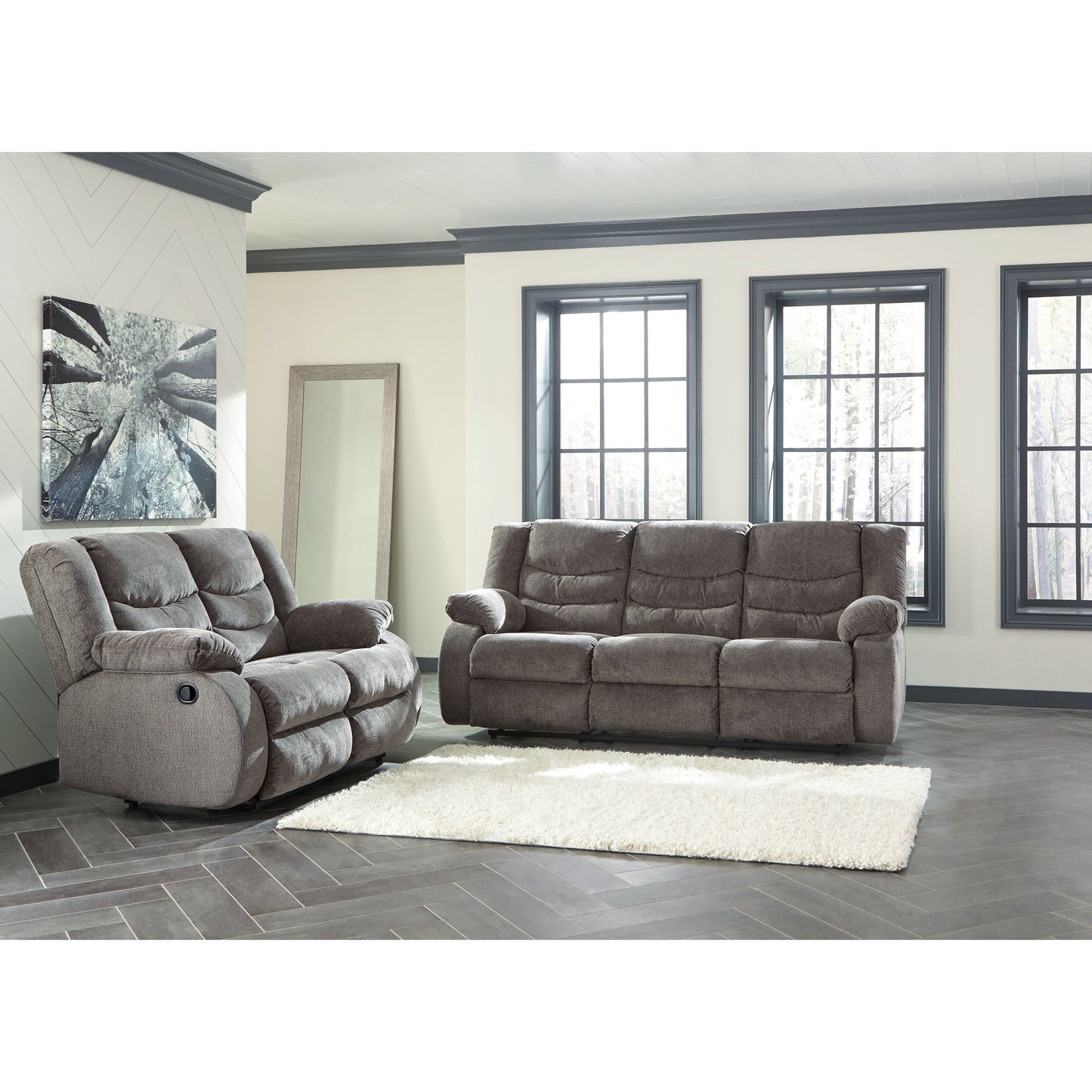 Tulen - Gray - 3 Pc. - Reclining Sofa, Reclining Loveseat, Rocker Recliner