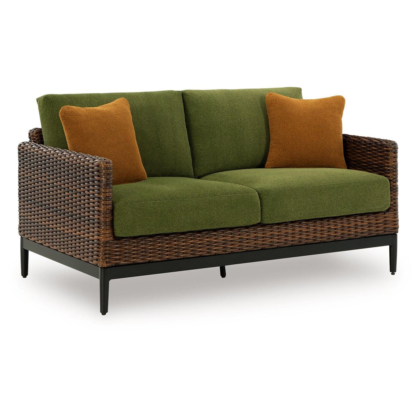 Horizon Hall - Brown / Green - Loveseat With Cushion