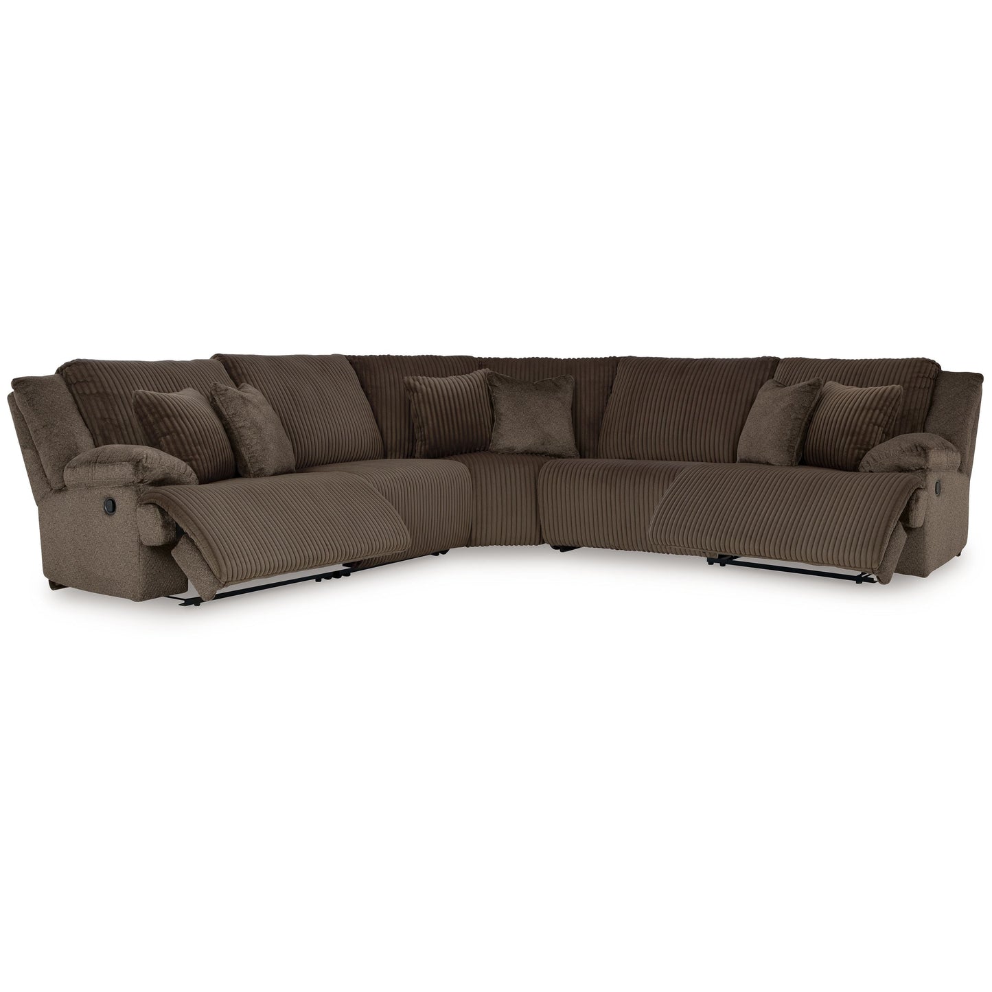 Top Tier - Chocolate - 5-Piece Reclining Sectional - Fabric